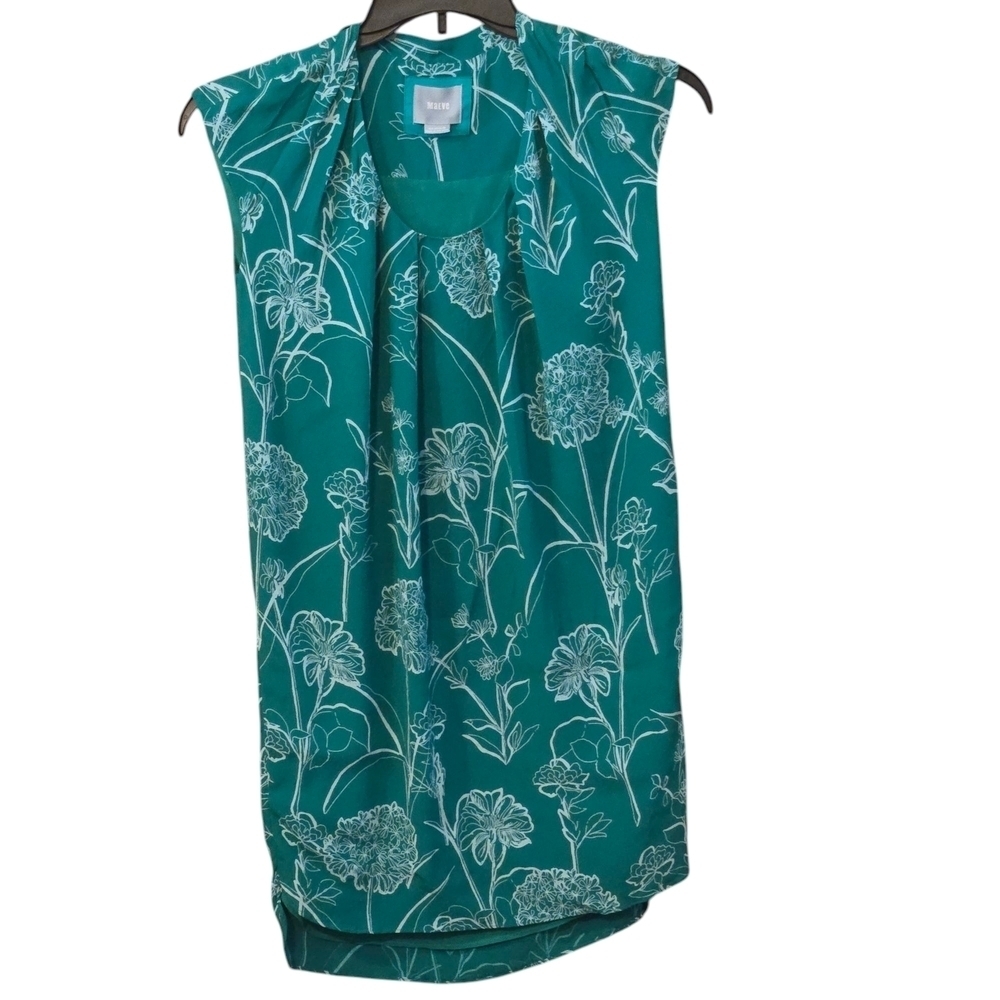 Anthropologie Au Revoir Dress By Maeve Size 0 Green Floral Cap Sleeve Dress
